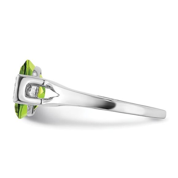 Kazi Luxury 14k White Gold Oval Peridot and Diamond Ring
